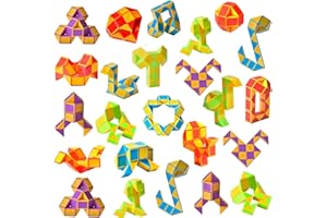 Ganowo 24 Pack Fidget Snake Cube, Mini Twist Puzzle Party Bag Fillers Bulk Toys for Kids Teens Birthday Stocking Stuffers Party Favors Supplies Goodie Bags Fillers (Yellow)