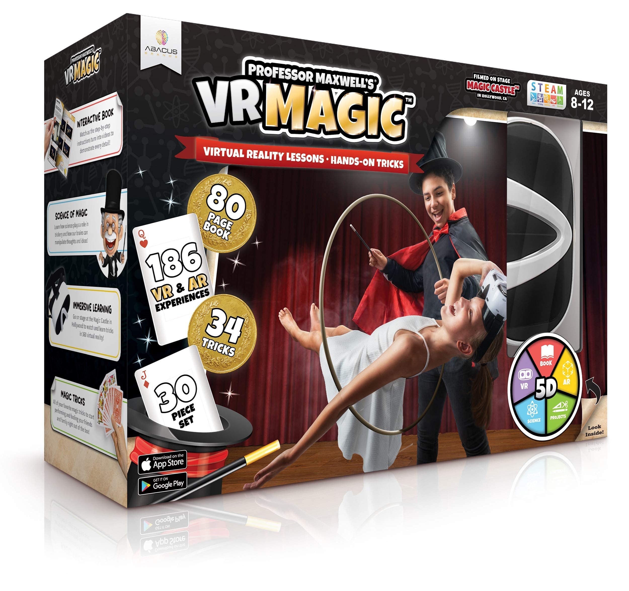 Professor Maxwell's VR Magic - Virtual Reality Kids Magic Book and Interactive STEM Learning Activity Set - for Ages 8 and Up