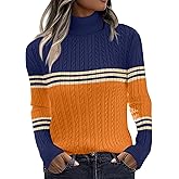 Zeagoo Womens Sweaters Turtleneck Cable Knit Long Sleeve Pullover Cute Fitted Trendy Basic Fall Winter Tops