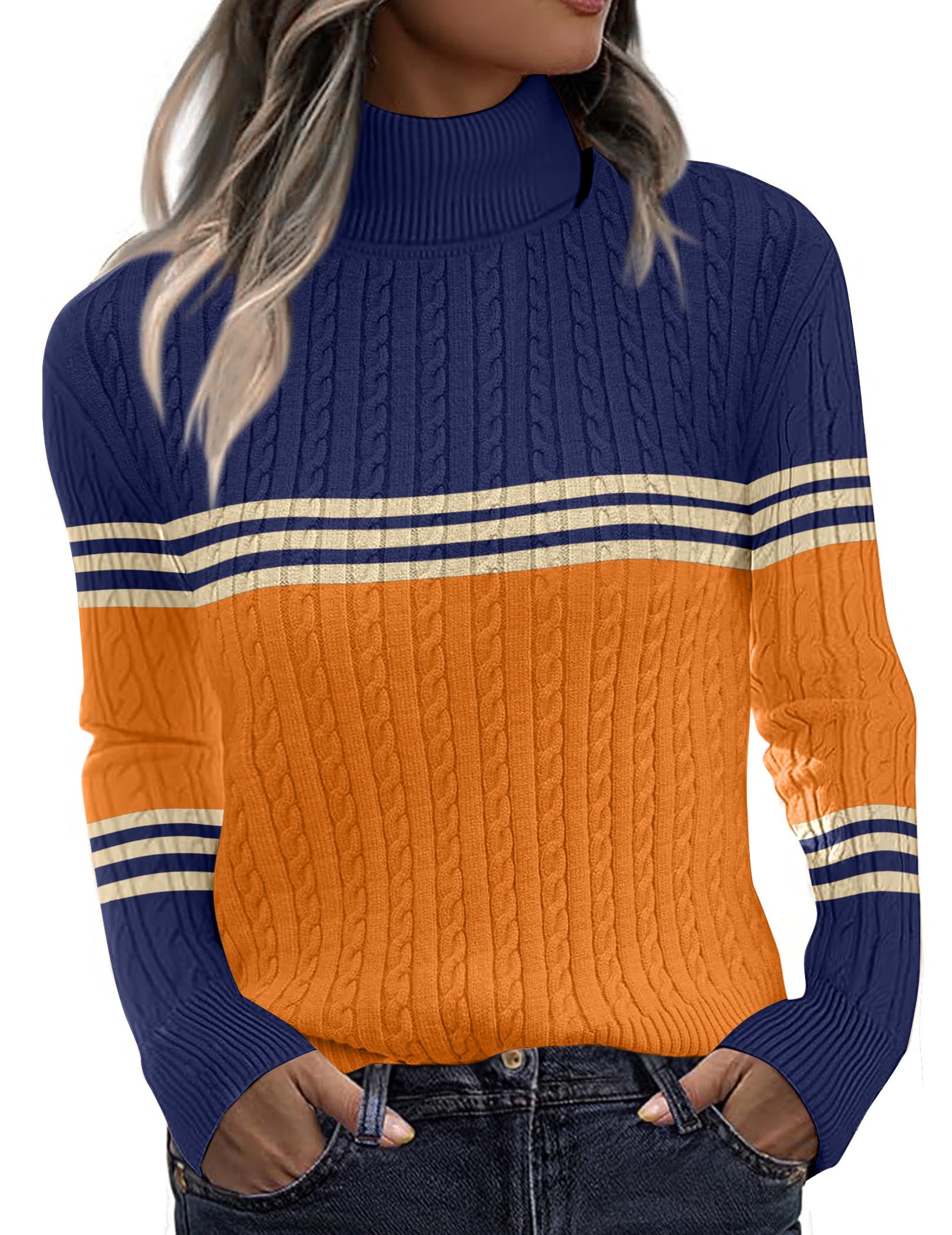 Zeagoo Womens Sweaters 2026 Turtleneck Cable Knit Long Sleeve Pullover Cute Fitted Trendy Basic Fall Winter Clothing Image