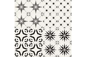 ZHUPER Tile Stencil for Painting Floors 12x12,Star Stencils for Wall Painting,Reusable Template Stencils Floor Drawing Set of 4,Home Farmhouse Wall Art Furniture Decoration