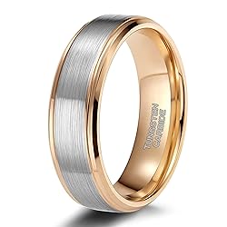 TRUMIUM 8mm Mens Wedding Bands Rose Gold Plated