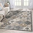 Lahome Moroccan Washable Living Room Rug, 5x8 Rugs for Bedroom Dining Room, Soft Non-Slip Non Shedding Boho Distressed Throw Carpet for Nursery Office, Grey