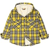 ZENTHACE Boys Sherpa Fleece Lined Flannel Plaid Button Down Shirt Jacket,Hooded Flannel Shirt with Hand Pockets