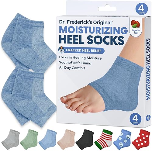 Frederick's Original Moisturizing Heel Socks for Cracked Heel Treatment  Pairs Socks for Dry Feet Cracked Skin Repair Overnight Hydration 
