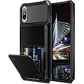 Vofolen for iPhone Xs Wallet Case iPhone X Cover Credit Card Holder 4-Card Slot Scratch Resistant Dual Layer Protective Bumper Rugged TPU Rubber Armor Hard Shell Cover for iPhone X XS 10 10S Black