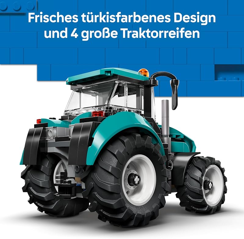 City Traktor - Spielzeug Bauernhof Fahrzeug Modellbau mit Bauern Minifigur - Geburtstagsgeschenk für Jungen ab 6 Jahren und Technikfans - 60498