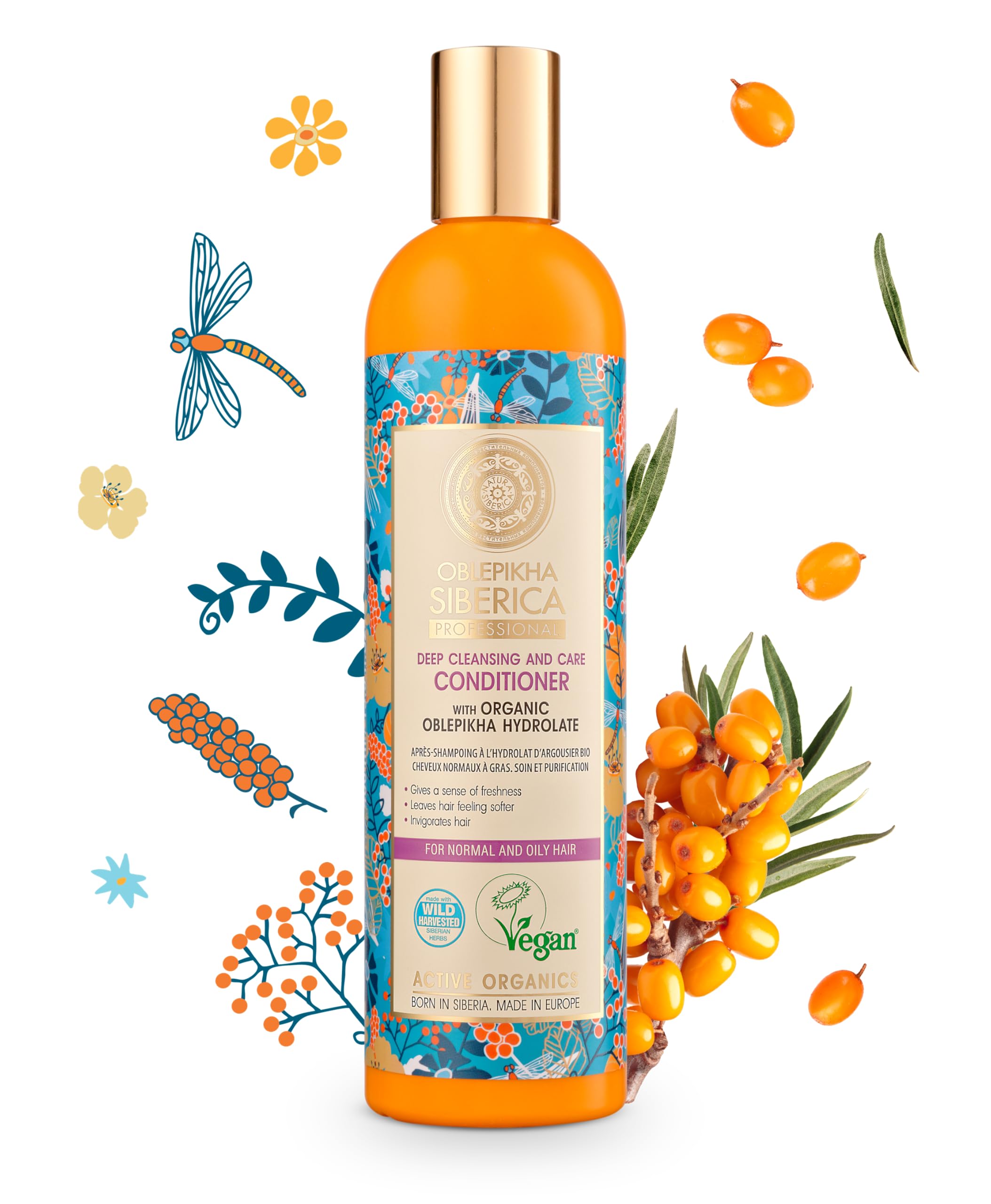 Oblepikha C‑Berrica Conditioner for Normal & Oily Hair 400 ml. With Sea Buckthorn Oil, Arctic Raspberry and Organic Mint