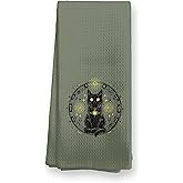 TopXmai Mystical Black Cat Kitchen Towels, Boho Witchy Celestial Dish Tea Towels for Kitchen Decor, Magic Witch Astrology Black Cat Kitten Hand Towels for Bathroom Decor, 16x24 Inch