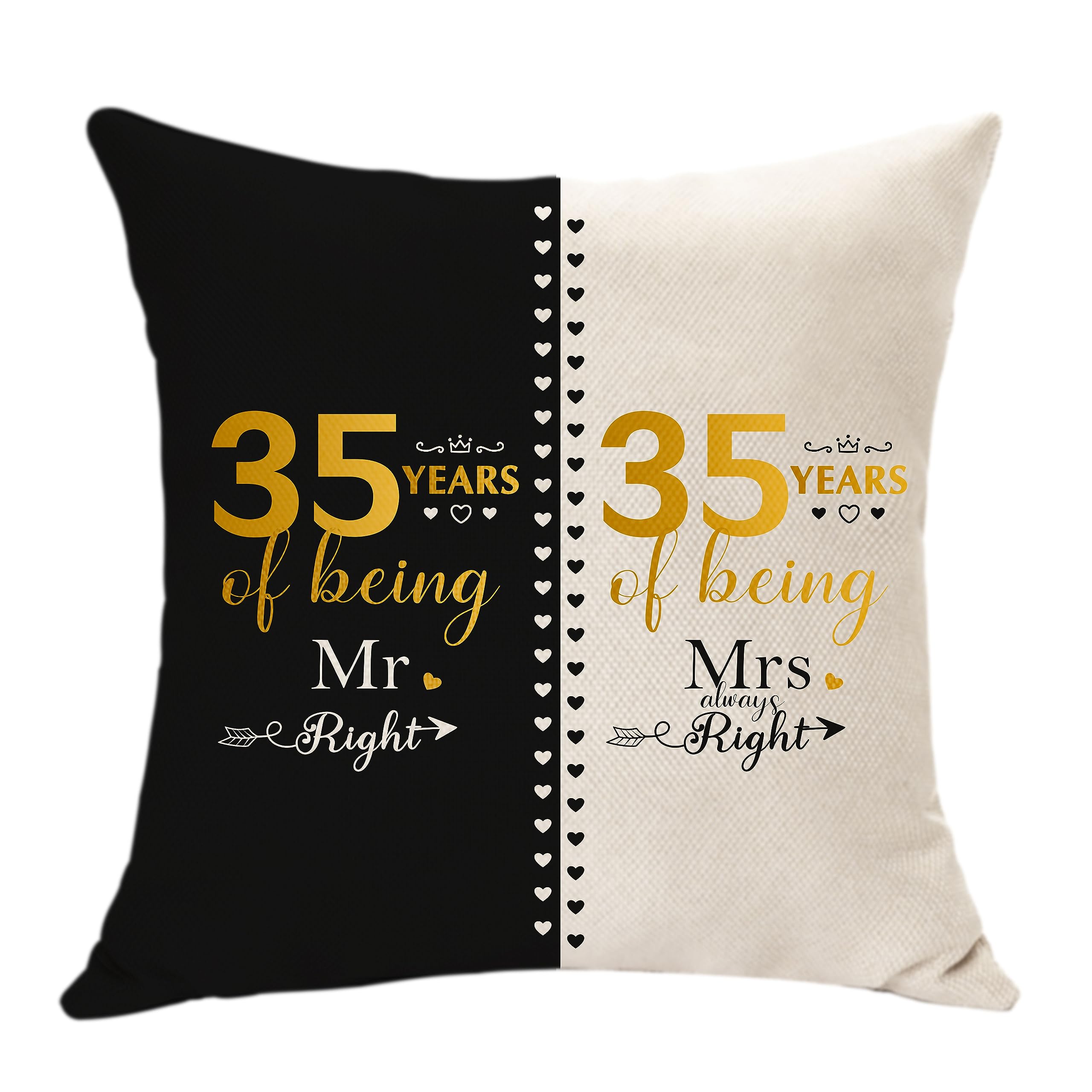 35 Years of Marriage Gifts for Couple Mr. Right and Mrs. Always Right Gifts Anniversary Cushion Cover for Husband Wife 35th Wedding Gifts for Her Him Dad Mum Wedding Anniversary Keepsake (35th)