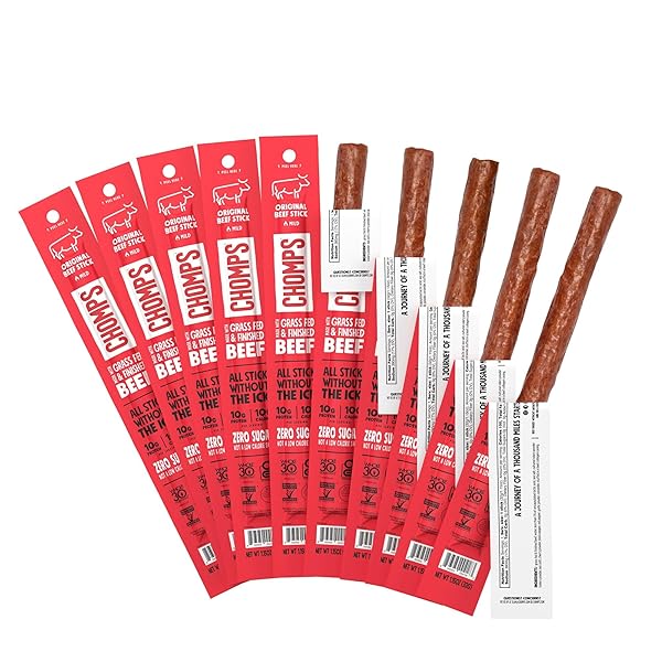 CHOMPS GRASS-FED AND FINISHED ORIGINAL BEEF JERKY SNACK...