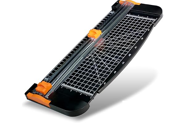Paper Cutter, 12 inch Guillotine Cutter a4 with Automatic Safety Guard and Side Ruler, 1 Free Replacement Blade for Paper Cut