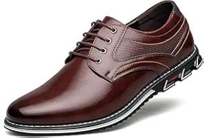 FLAGELI Men's Dress Shoes Comfort Soft Men Oxford Superior Flexural Leather Fashion Dress Sneakers Business Casual Derby Shoe