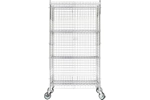 Krollen Industrial 18"x36"x70" Metal Wire Chrome Security Heavy Duty Commercial NSF Certified Storage Unit | Mobile Wire Security Cage Kit