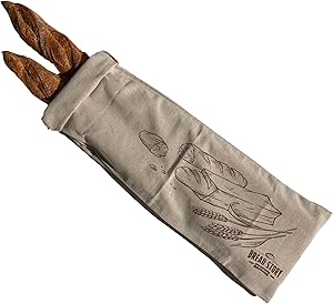 Linen Bread Baguette Bag - Single 8 x 27 Ideal for Homemade Baguette Bread, Unbleached, Reusable Food Storage, Housewarming, Wedding Gift, Storage for Artisan Bread - Bakery & Baguette