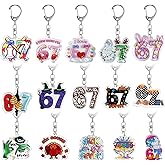 RDJOIMBX 15Pcs 6 7 Meme Keychains, Funny 6 7 Popular Saying Acrylic Keychains, Six Seven Internet Novelty Gifts for Meme Lovers, Bag Charm Accessories & Party Favors