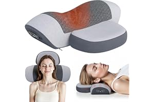 JINXIA Pillow Massage Neck Hump –Fisiorest 3-in-1 Neck Massager Pillow with Heat, Deep Tissue Relief & Neck Traction, Cervical Support & Hump Corrector for Women and Men, Memory Foam Support(Grey)
