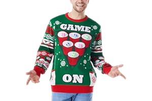 Giggling Getup Funny Ugly Christmas Sweater Jumper, Cheer Pong Game Christmas Ugly Jumper, Xmas Sweater for Adult