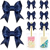 LIZLOVESS Navy Blue Bows with Twist Ties 3.5 Inch Pre-Tied Double Satin Ribbon Bows for Gift Wrapping, Crafts, Wedding Decor, Treat Bags, Candy Apple, Christmas, Party Favors, Baby Shower (24 Pack)
