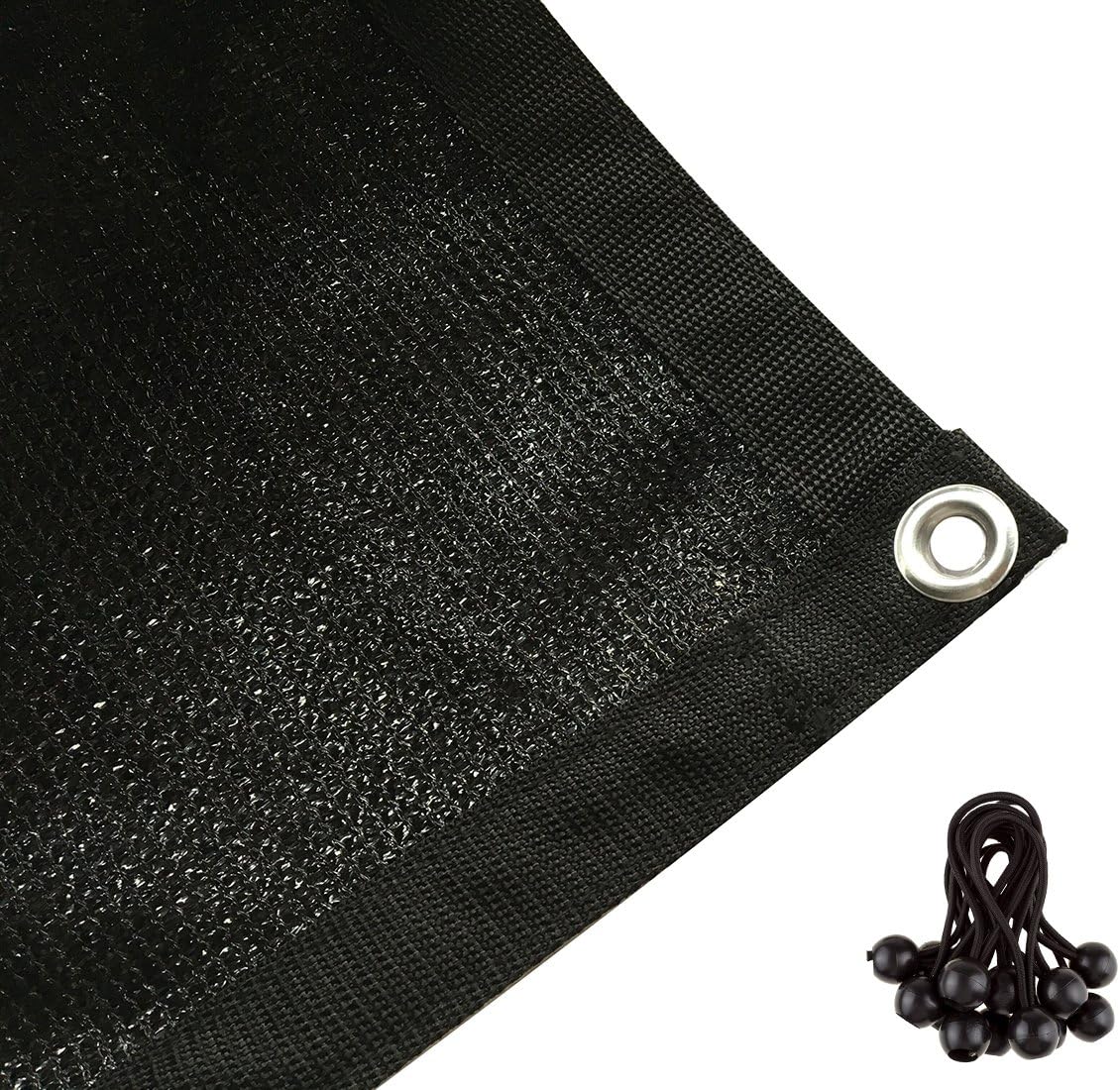 Shatex 90% Shade Fabric Sun Shade Cloth with Grommets for Pergola Cover Canopy 12' x 18', Black