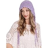 ZLYC Women Cotton Crochet Slouchy Beanie Hat with Tassel Handmade Knit Skull Cap