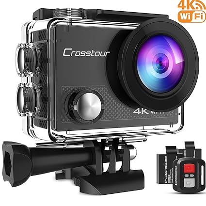 Crosstour Action Cam 4K 16MP WIFI Camera Ultra HD Unterwasser Kamera Helmkamera Wasserdicht mit 2.4G Fernbedienung 2 verbesse