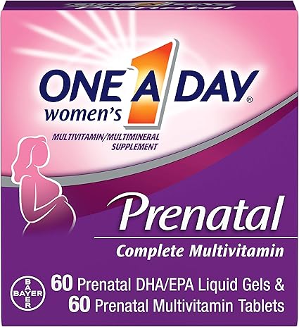 Amazon Com One A Day Women S Prenatal Multivitamin Two Pill Formula Supplement For Before During And Post Pregnancy Including Vitamins A C D E B6 B12 Folic Acid And Omega 3 Dha 60 60 Count