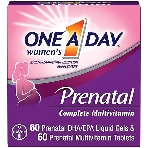 One A Day Women's Prenatal Multivitamin Two Pill Formula, Supplement for Before, During, and Post Pregnancy, Including Vitamins A, C, D, E, B6, B12, Folic Acid, and Omega-3 DHA, 60+60 Count 