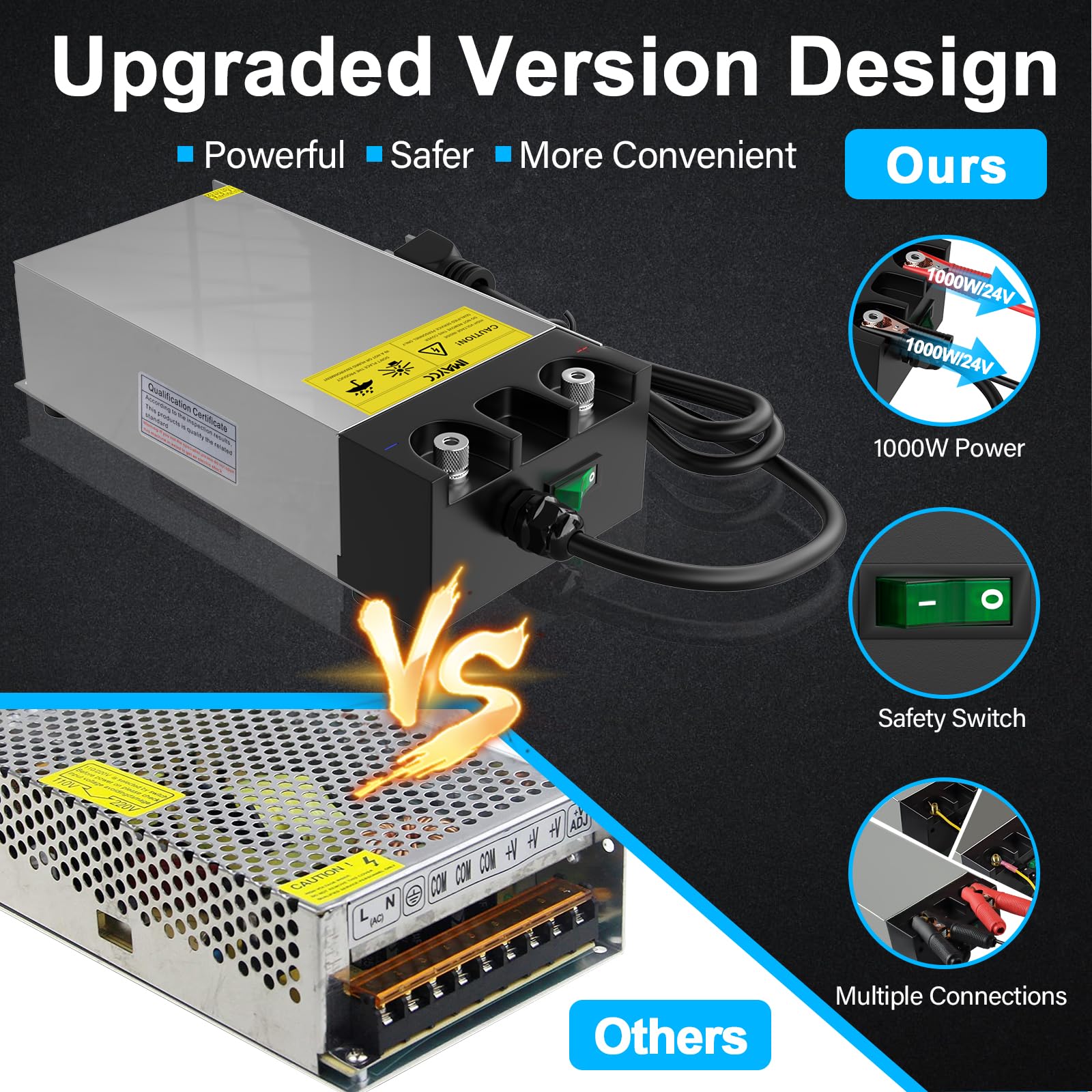 IMAYCC 1000W SMPS AC to DC Converter 24V Power Supply 110V to 24V Converter Transformer Max Current 41.7A