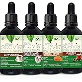 Stevia Liquid Drops Cozy Drink Bundle - 4 Flavours (Cappuccino, Marshmallow Hot Chocolate, Pumpkin Spice, Chai Tea) - Zero Ca