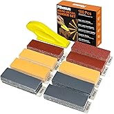 180 PCS Mini Detail Sanding Kit, 80-1000 Grit Sandpaper with Finger Sanding Blocks for Small Areas and Corners, Ideal for Woodworking, Furniture Repair, Crafts and DIY