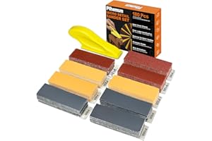 180 PCS Mini Detail Sanding Kit, 80-1000 Grit Sandpaper with Finger Sanding Blocks for Small Areas and Corners, Ideal for Woodworking, Furniture Repair, Crafts and DIY