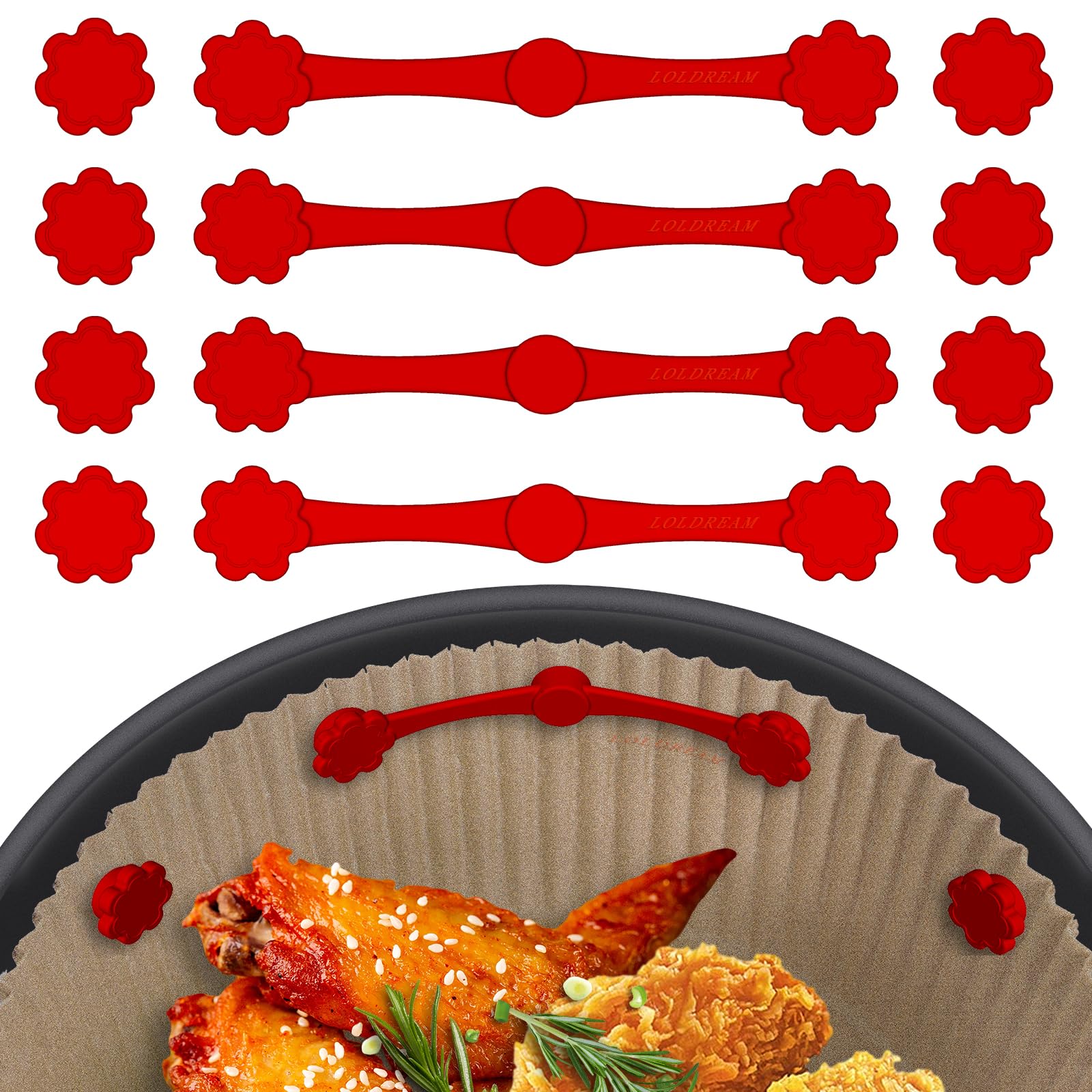 Photo 1 of 12Pcs Air Fryer Magnets For Parchment Paper,Air Fryer Liner Magnet Silicone Buckle For Holding Down Lock Liners Disposable Safely,Air fryer Accessories Locks Disposable Liners Silicone Magnetic Buckle