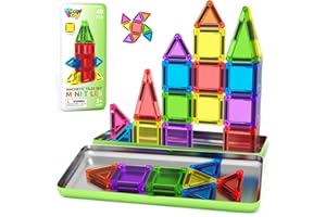 MINECFTOY 40PCS Mini Magnetic Tiles Toddler Travel Essentials Toys with Case Set, Magnetic Building Blocks Kids Games, Montessori Preschool Education Sensory Toys for 3 4 5 Year Old Boys Girls Birthday Gifts