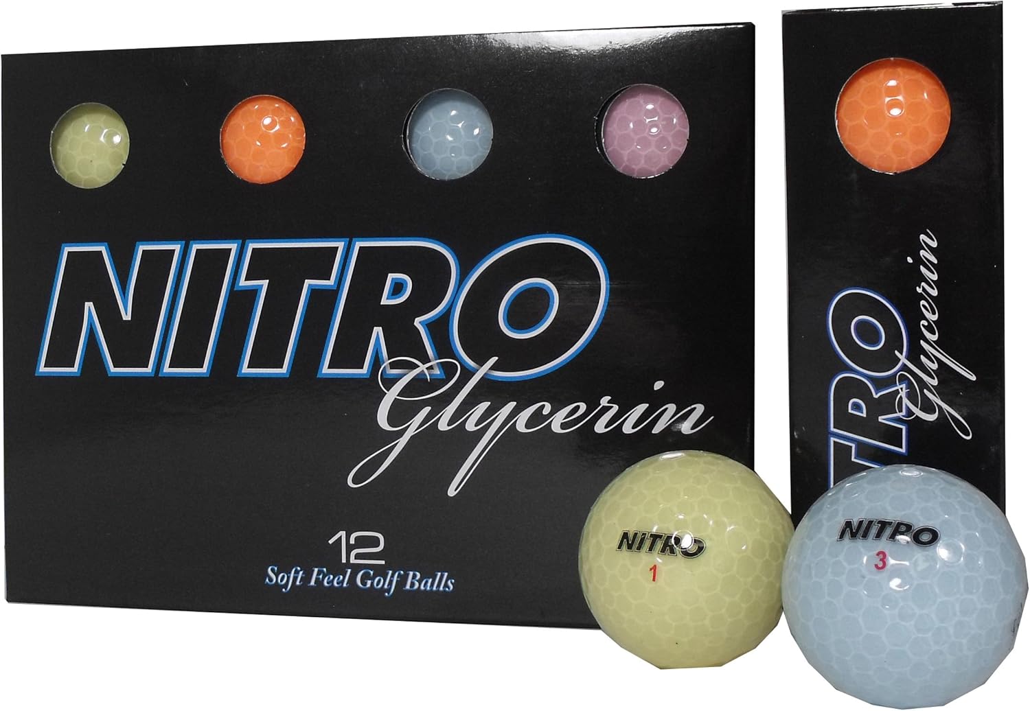 Nitro Nitro Glycerin Golf Balls (Pack of 12, Multi Colors