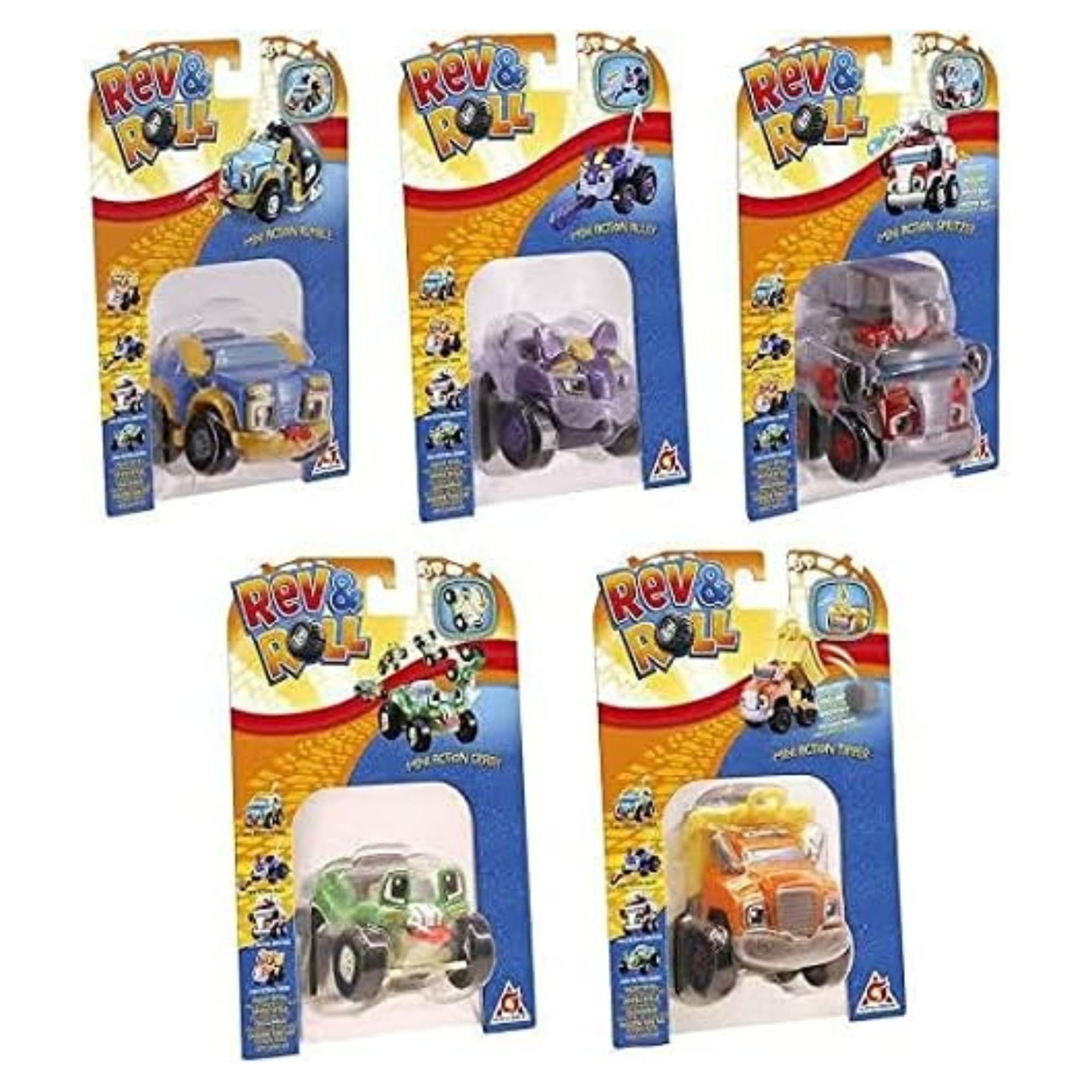 Concentra Rev & Roll Mini Action Vehicles 5 Pack - Rumble, Crash, Alley, Tipper & Spritzer