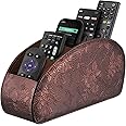 SITHON Remote Control Holder with 5 Compartments - PU Leather Remote Caddy Desktop Organizer Store TV, DVD, Blu-Ray, Media Player, Heater Controllers, Antique