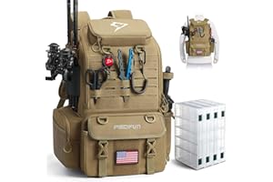 Piscifun 52L Fishing Tackle Backpack with Rod Holders & 4 Tackle Boxes, Large Tackle Bag for Gear Storage with Rain Cover