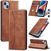 Jasonyu Flip Wallet Case for iPhone 14 5G,Leather Magnetic Folio Cover with Card Holder,Kickstand - TPU Shockproof Durable Protective Phone Case,Brown