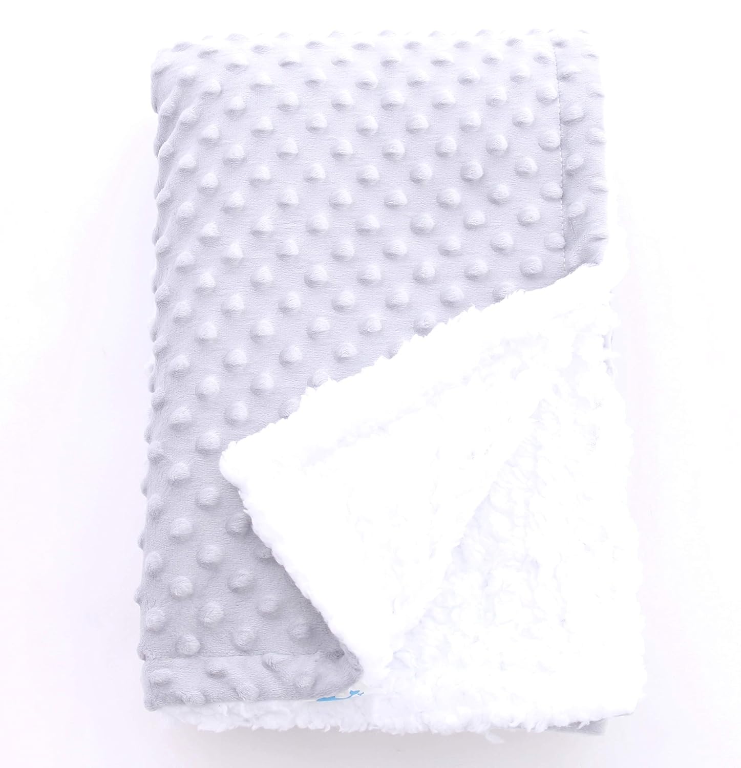 SWEET DOLPHIN Sherpa Minky Baby Blankets for Crib Stroller Nap, Fuzzy Warm Cozy Soft Receiving Blankets Unisex for Boys, Girls, Kids, Toddler, Infant - Light Grey - 30x40 inches: Baby