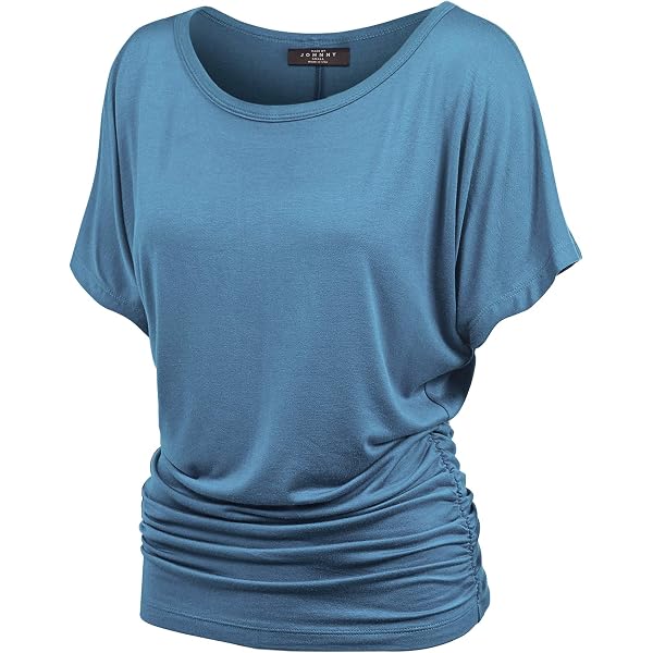 Made By Johnny Women's Dolman Top - V Neck Short Sleeve Side Shirring Top, Mustard XX-Large
