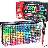 Guangna 288 Acrylic Paint Markers, Brush Tip Acrylic Paint Pens, Quick-Drying Waterproof Ink, for Rock Painting Plastic Wood Canvas Glass Ceramic Metal Art Crafts Supplies Gift