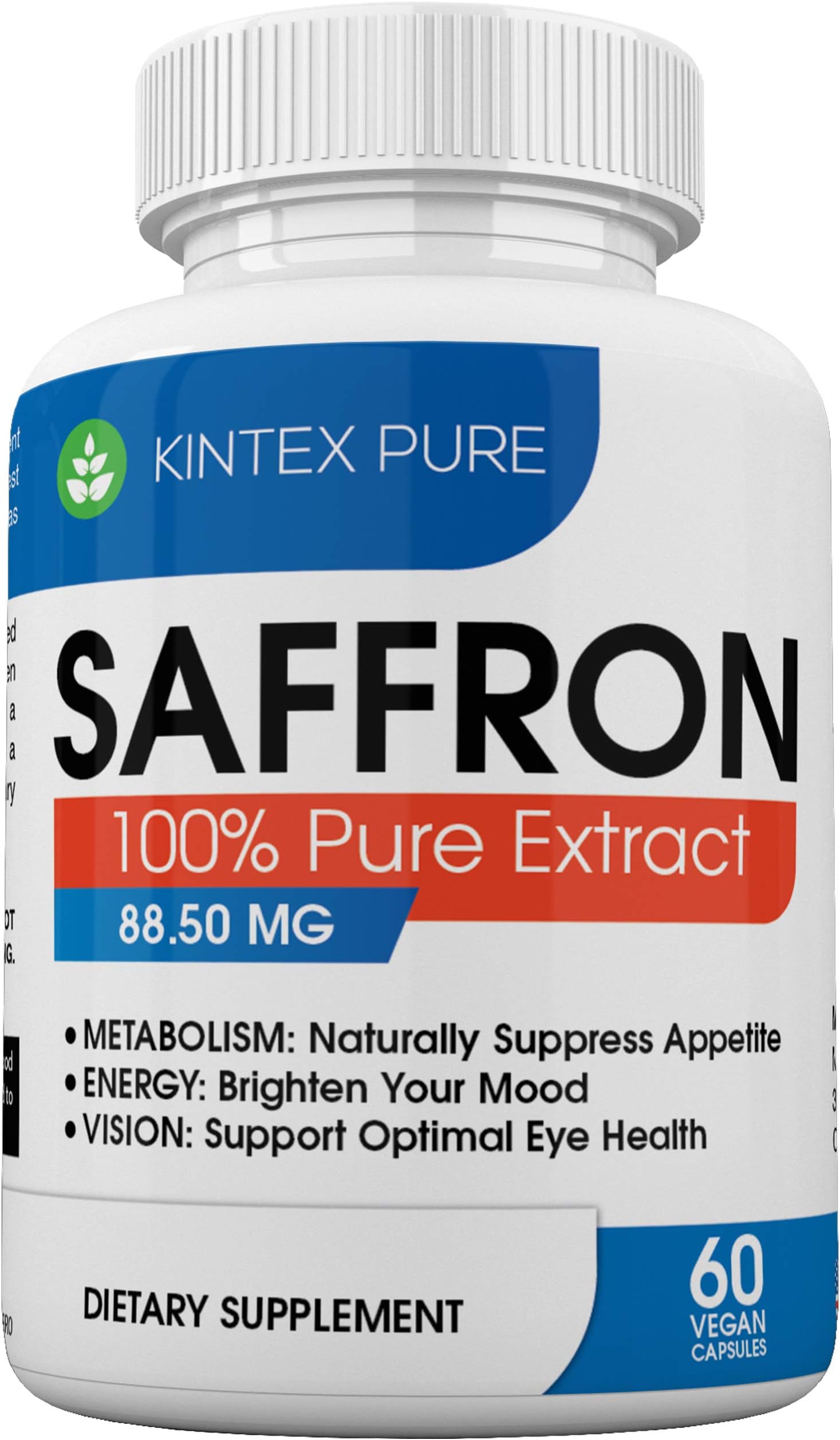 Saffron Supplement for Weight Loss-Healthy Appetite Suppressant-Control Hunger Naturally-60 Non-GMO Vegan Capsules-Natural Eye Support-Promotes Retinal and Macular Health-Anxiety and Depression