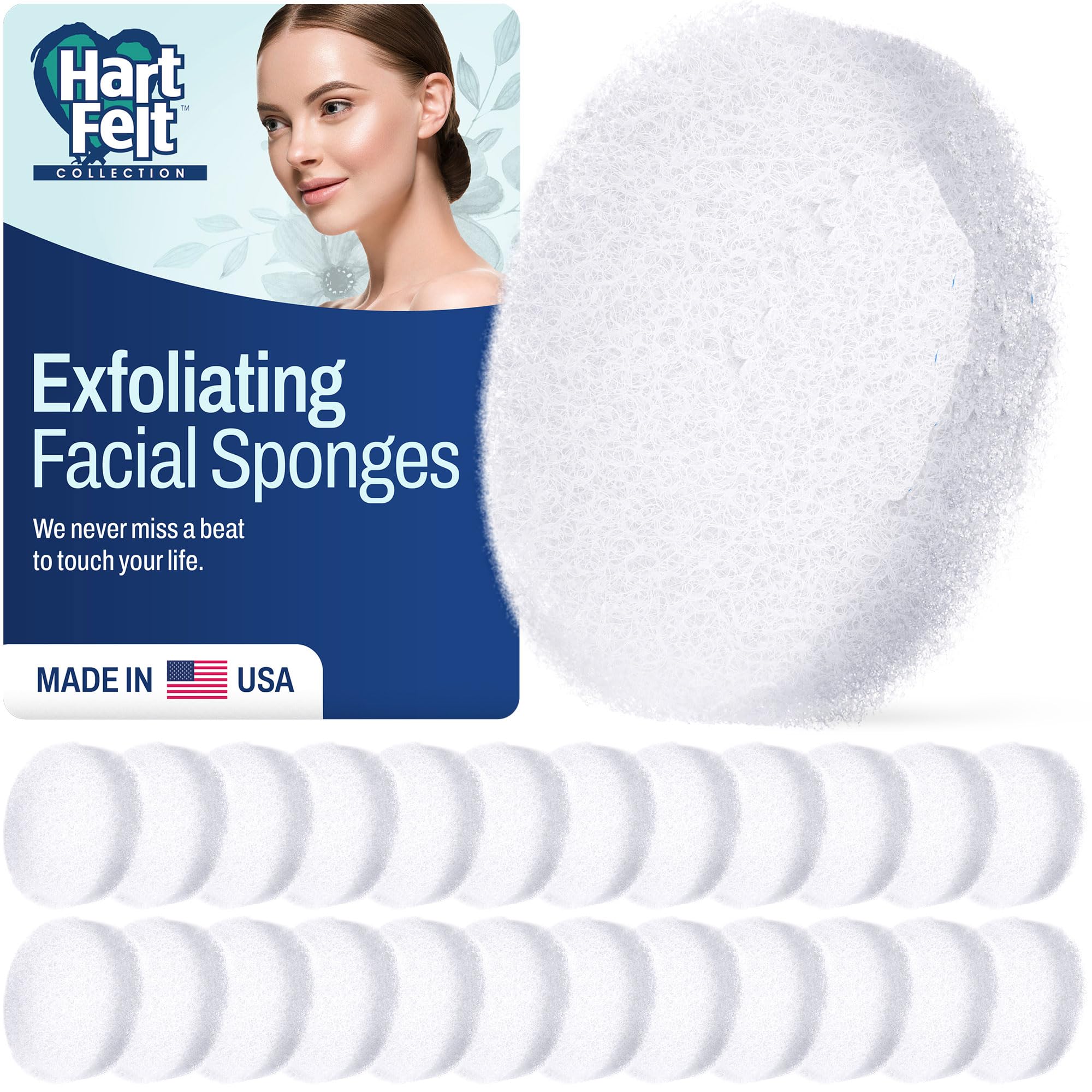 HartFelt Facial Exfoliating Pads - Body Puff Scrubber, Face Cleanser Sponge for Facial Cleanser- ultra soft exfoliating sponge shower brush, Pack of 25