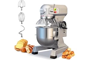 EKway Commercial Food Mixer 10Qt,500W Commercial mixer 3-Speed Adjustable with Timing Function, Industrial Dough Mixer with Stainless Steel Bowl for Bakery Pizzeria (Upgrade)