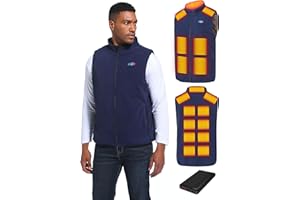 Men's Lightweight Fleece Heated Vest with Power Bank for Outdoor Winter Activities