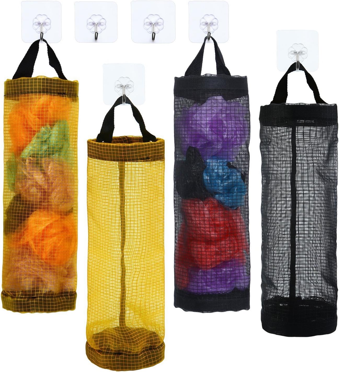 Coobey 4 Pieces Plastic Bag Holder Mesh Garbage Bag Hanging