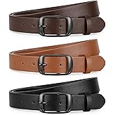 JASGOOD 3 PACK Women Belts for Jeans Pants Dresses Fashion Leather Belt with Solid Pin Buckle