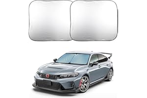 EcoNour 2-Piece Car Windshield Sun Shade | Durable 240T Polyester Sun Shield for Front Window Blocks UV Rays | Foldable Autom