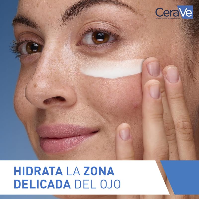 Cerave creme reparador de contorno de olhos, redutor de olheiras e bolsas, enriquecido com ácido hialurônico e niacinamida, para todos os tipos de pele, 14 ml